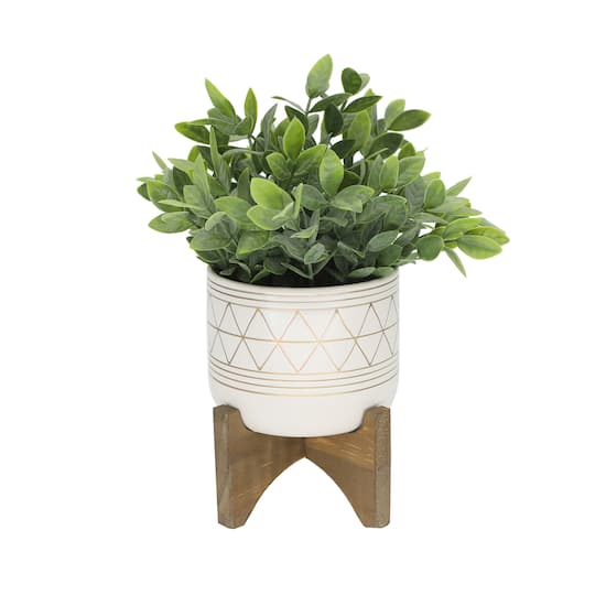 Flora Bunda® 11" Tea Plant in Geo Ceramic Footed Pot | 6.5" x 6.5" x 11" | Michaels®